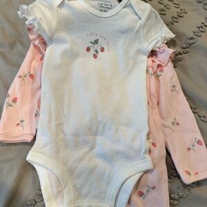 Carter's White and Pink Floral Bodysuits